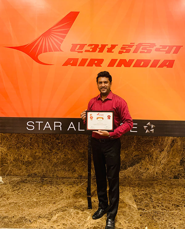 Certificate of Appreciation from AIR INDIA